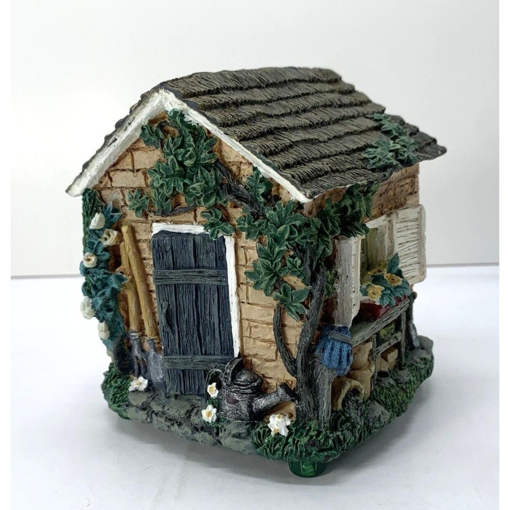 Figi Graphics Resin Music Box‎ Village Potting Shed 1996 Cottage Decor